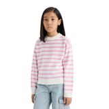 DeFacto Kız Çocuk Bisiklet Yaka Çizgili Triko Kazak, 8-9 Yaş, C6903A825AU, Pembe-PN444, Kız Çocuklar