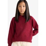 DeFacto Kız Çocuk Bisiklet Yaka Triko Kazak F2755A825WN - Bordo-BR205 - 8 - 9 Yaş