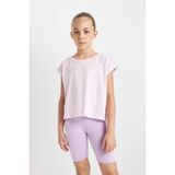 DeFacto Kız Çocuk Boxy Fit Bisiklet Yaka Basic Düz Kısa Kollu Tişört C4511A824SM - Pembe-PN180 - 7 - 8 Yaş