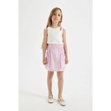 DeFacto Kız Çocuk Cepli Poplin Etek C4880A824SM - 7 - 8 Yaş - Pembe-PN624