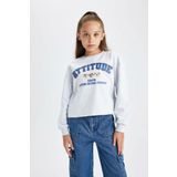 DeFacto Kız Çocuk Crop Bisiklet Yaka Sweatshirt B3708A823AU