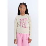 DeFacto Kız Çocuk Cropped Fit Bisiklet Yaka Baskılı Fitilli Kaşkorse Uzun Kollu Tişört D3430A824WN - 13 - 14 Yaş - Bej-BG734