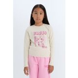 DeFacto Kız Çocuk Cropped Fit Bisiklet Yaka Baskılı Fitilli Kaşkorse Uzun Kollu Tişört D3430A824WN