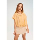 DeFacto Kız Çocuk Cropped Fit Kısa Kollu Gömlek B5063A824SM - 5 - 6 Yaş - Turuncu-OG295