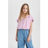 DeFacto Kız Çocuk Cropped Fit Kısa Kollu Gömlek B5063A824SM