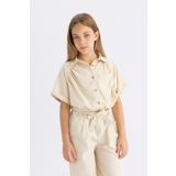 DeFacto Kız Çocuk Cropped Fit Pamuklu Kısa Kollu Gömlek C4272A824SM