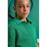 DeFacto Kız Çocuk Cropped Fit Polo Yaka Triko Kazak, 11-12 Yaş, C5369A825SMGN319-218052, Yeşil, Kız Çocuklar