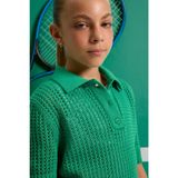 DeFacto Kız Çocuk Cropped Fit Polo Yaka Triko Kazak, 8-9 Yaş, C5369A825SMGN319-218052, Yeşil, Kız Çocuklar