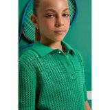 DeFacto Kız Çocuk Cropped Fit Polo Yaka Triko Kazak C5369A825SM - Yeşil-GN319 - 7 - 8 Yaş