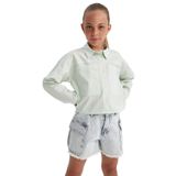 DeFacto Kız Çocuk Cropped Fit Poplin Uzun Kollu Gömlek Turkuaz, 8-9 Yaş, B1707A823AU, Turkuaz-TR368, Kız çocuk