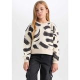DeFacto Kız Çocuk Desenli Bisiklet Yaka Sweatshirt D3018A824WN