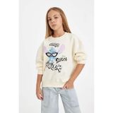 DeFacto Kız Çocuk Disney Lilo & Stitch Relax Fit Bisiklet Yaka Sweatshirt C9516A824AU - 11 - 12 Yaş - Ekru-ER99