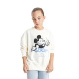 DeFacto Kız Çocuk Disney Mickey & Minnie Oversize Fit Bisiklet Yaka Sweatshirt Ekru 5/6 Yaş