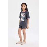 DeFacto Kız Çocuk Disney Mickey & Minnie Pijama Takımı Kısa Kollu Üst Şort C2960A824SM - 7 - 8 Yaş - Antrasit-AR31
