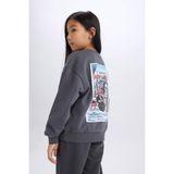 DeFacto Kız Çocuk Disney Mickey Mouse &Friends Oversize Geniş Kalıp Kapüşonlu Sırt Baskılı Sweatshirt D4378A824WN - 7 - 8 Yaş - Antrasit-AR148