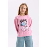 DeFacto Kız Çocuk Disney Mickey Mouse &Friends Relax Fit Bisiklet Yaka Sweatshirt D3114A824WN