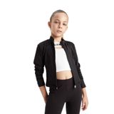 DEFACTO Kız Çocuk Fermuarlı Sweatshirt, Siyah, 8-9 Yaş