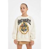 DeFacto Kız Çocuk Harry Potter Oversize Geniş Kalıp Bisiklet Yaka Sweatshirt D3861A824AU