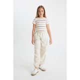 DEFACTO Kız Çocuk Jogger Pantolon, Stone, 8-9 Yaş