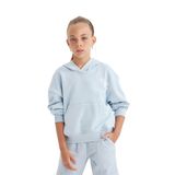 DeFacto Kız Çocuk Kapüşonlu Baskılı Okul Sweatshirt Mavi 7/8 Yaş