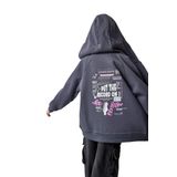 DeFacto Kız Çocuk Kapüşonlu Sırt Baskılı İçi Yumuşak Tüylü Fermuarlı Sweatshirt Antrasit 5/6 Yaş