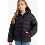 DeFacto Kız Çocuk Kapüşonlu Şişme Mont, 8-9 Yaş, E5406A825AU, Siyah-BK27, Kız Çocuklar