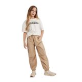 DEFACTO Kız Çocuk Kargo Pantolon, Yüksek Bel, Bej, 8+9 Yaş