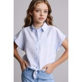 DeFacto Kız Çocuk Kısa Kollu Regular Fit Gömlek, 9-10 Yaş, H1519A826SM, Mavi-BE177, Kız çocuk