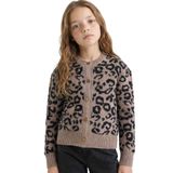 DeFacto Kız Çocuk Leopar Desenli Düğmeli Hırka, 5-6 Yaş, G3065A825AU, Bej-BG321, Kız Çocuklar