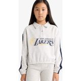 DeFacto Kız Çocuk NBA Los Angeles Lakers Relax Fit Polo Yaka Sweatshirt F3201A825AU - Gri-GR85 - 13 - 14 Yaş