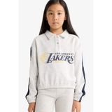 Defacto Kız Çocuk Nba Los Angeles Lakers Relax Fit Polo Yaka Sweatshirt F3201a825augr85 Gri