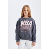 DeFacto Kız Çocuk NBA Wordmark Oversize Geniş Kalıp Bisiklet Yaka Sweatshirt C9508A824AU