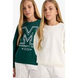 DeFacto Kız Çocuk Okul Relax Fit Bisiklet Yaka Baskılı 2'li Sweatshirt E6474A825AU