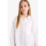 Defacto Kız Çocuk Okula Dönüş Oversize Geniş Kalıp Oxford Uzun Kollu Gömlek C7482a825auwt34 Beyaz