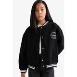 Defacto Kız Çocuk Okula Dönüş Slogan Baskılı Bisiklet Yaka Kalın Sweatshirt Kumaşı Hırka F2194a825aubk81 Siyah