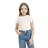 DeFacto Kız Çocuk Örgü Desenli Crop Triko Süveter, 8-9 Yaş, C6931A824AU, Ekru-ER233, Kız Çocuklar
