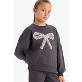 DeFacto Kız Çocuk Overshirt Fit Baskılı İçi Yumuşak Tüylü Sweatshirt G6269A825WN
