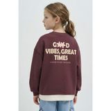 DeFacto Kız Çocuk Overshirt Fit Sırt Baskılı İçi Yumuşak Tüylü Sweatshirt G6263A825WN - Kahverengi - 5 - 6 Yaş