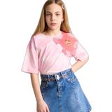 DeFacto Kız Çocuk Oversize Çiçekli Tişört Pembe, 5-6 Yaş, H0961A826SM, Pembe-PN171, Kız çocuk