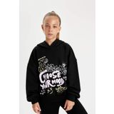 Defacto Kız Çocuk Oversize Fit Kapüşonlu Baskılı Sweatshirt D0614a824aubk81