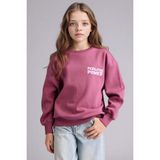 DeFacto Kız Çocuk Oversize Geniş Kalıp Baskılı İçi Yumuşak Tüylü Sweatshirt G6268A825WN - Mor - 11 - 12 Yaş