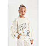 DeFacto Kız Çocuk Oversize Geniş Kalıp Bisiklet Yaka Ayıcık Baskılı Sweatshirt D0612A824AU