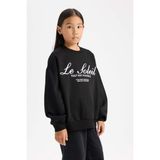 DeFacto Kız Çocuk Oversize Geniş Kalıp Bisiklet Yaka Baskılı Sweatshirt D4381A824WN
