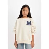 DeFacto Kız Çocuk Oversize Geniş Kalıp Bisiklet Yaka Baskılı Sweatshirt D4383A824WN - Ekru-ER99 - 5 - 6 Yaş