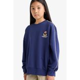 DeFacto Kız Çocuk Oversize Geniş Kalıp Bisiklet Yaka Baskılı Sweatshirt F2250A825AU