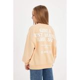DeFacto Kız Çocuk Oversize Geniş Kalıp Bisiklet Yaka Sırt Baskılı Sweatshirt D3805A824WN