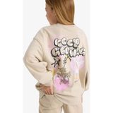 DeFacto Kız Çocuk Oversize Geniş Kalıp Bisiklet Yaka Sırt Baskılı Sweatshirt E6756A825AU - Bej-BG74 - 7 - 8 Yaş