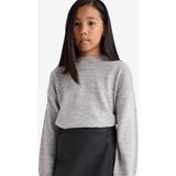 DeFacto Kız Çocuk Oversize Geniş Kalıp Bisiklet Yaka Triko Kazak E7739A825AU - Gri-GR28 - 9 - 10 Yaş