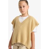 DeFacto Kız Çocuk Oversize Geniş Kalıp V Yaka Triko Süveter F2625A825AU