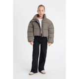 DEFACTO Kız Çocuk Oversize Mont, Antrasit, 7+8 Yaş